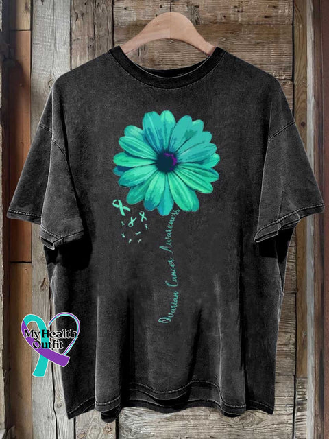 Ovarian Cancer Awareness Ribbon Survivor T-Shirt Black / S