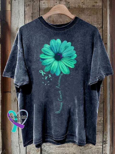 Ovarian Cancer Awareness Ribbon Survivor T-Shirt Blue / S