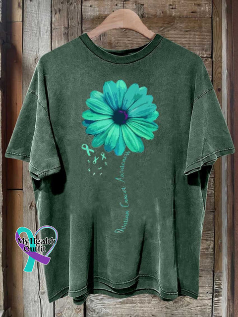 Ovarian Cancer Awareness Ribbon Survivor T-Shirt Green / S