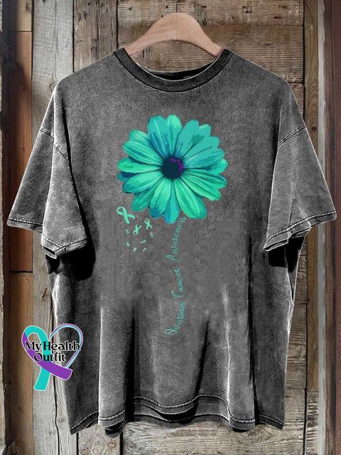 Ovarian Cancer Awareness Ribbon Survivor T-Shirt Grey / S