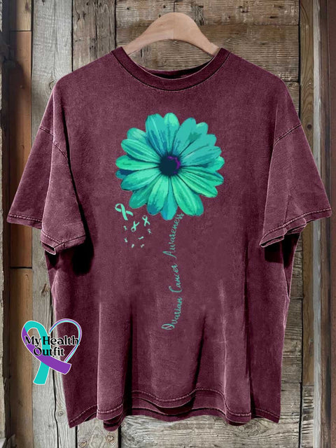Ovarian Cancer Awareness Ribbon Survivor T-Shirt Red / S