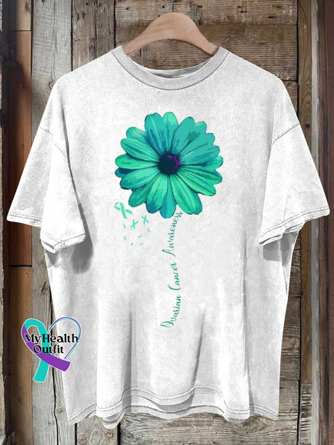 Ovarian Cancer Awareness Ribbon Survivor T-Shirt White / S