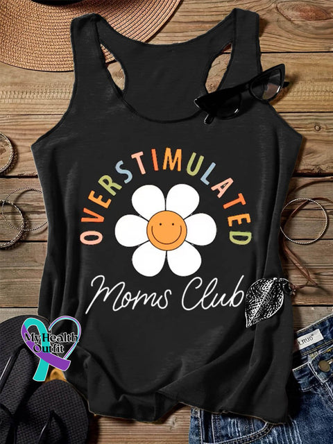 Overstimulated Moms Club Art Design Print Tank Top Black / S