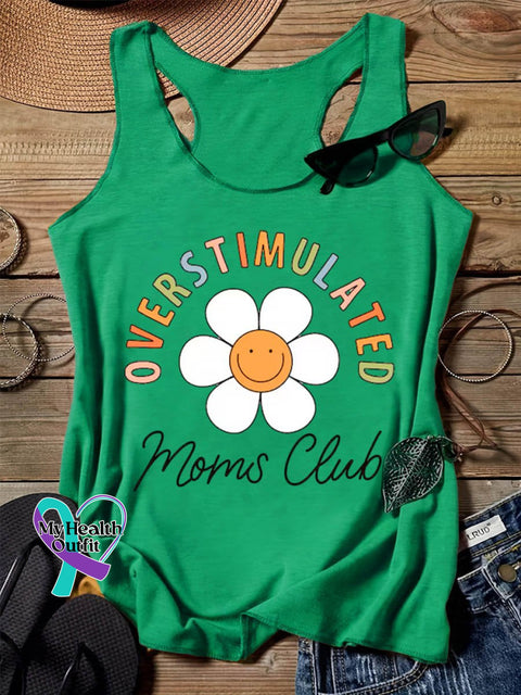 Overstimulated Moms Club Art Design Print Tank Top Christmas Green / S