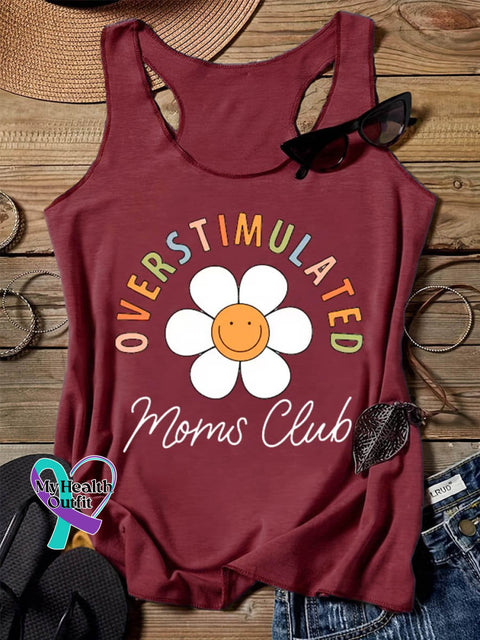 Overstimulated Moms Club Art Design Print Tank Top Maroon / S