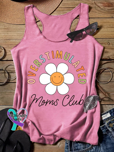 Overstimulated Moms Club Art Design Print Tank Top Pink / S