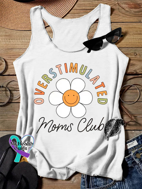 Overstimulated Moms Club Art Design Print Tank Top White / S