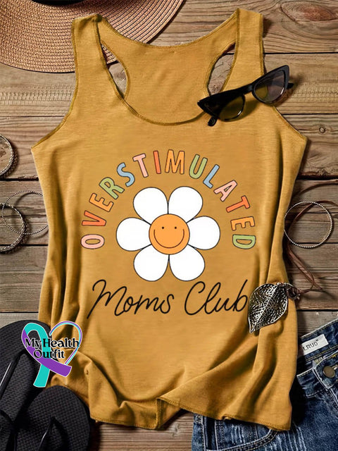 Overstimulated Moms Club Art Design Print Tank Top Yellow / S