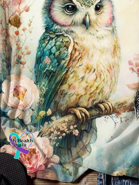 Owl Flower Animal Art Design Print Tank Top