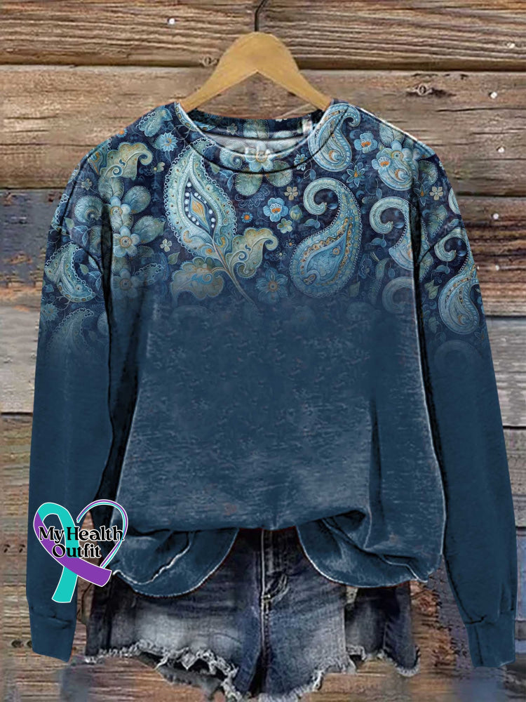 Paisley Floral Art Sweatshirt Multicolor / S