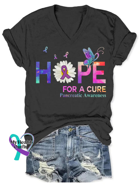 Pancreatic Awareness Art V-neck Casual T-Shirt Black / S