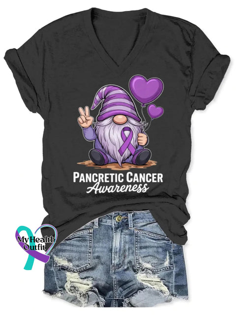 Pancreatic Awareness Art V-neck Casual T-Shirt Black / S