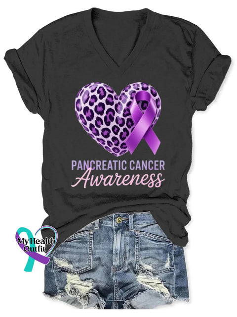 Pancreatic Awareness Art V-neck Casual T-Shirt Black / S
