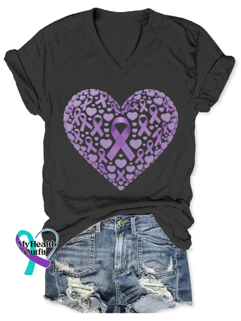 Pancreatic Awareness Art V-neck Casual T-Shirt Black / S