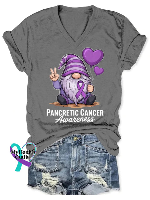 Pancreatic Awareness Art V-neck Casual T-Shirt Grey / S