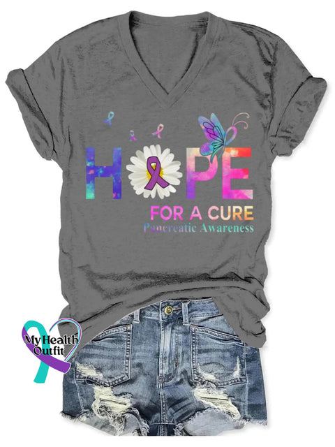 Pancreatic Awareness Art V-neck Casual T-Shirt Grey / S