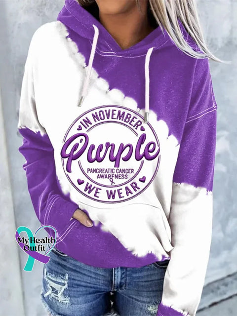 Pancreatic Cancer Awareness Art Print Casual Hoodie Sweatshirt Purple / S