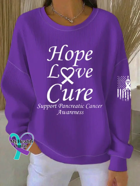 Pancreatic Cancer Awareness Art Print Casual Sweatshirt Purple / S