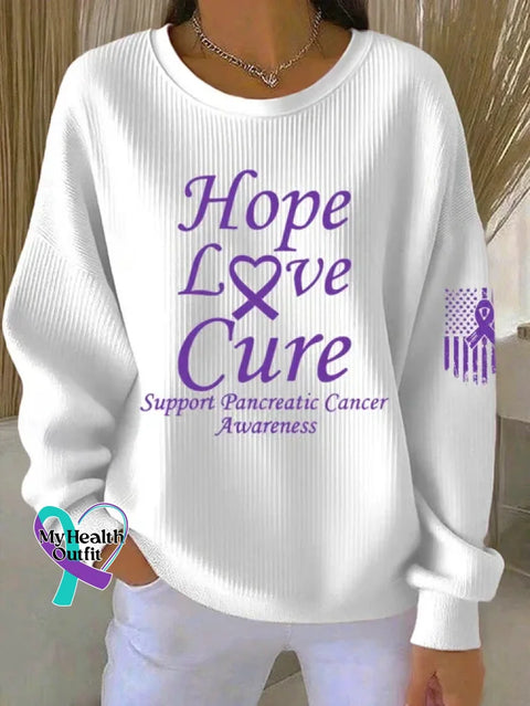 Pancreatic Cancer Awareness Art Print Casual Sweatshirt White / S