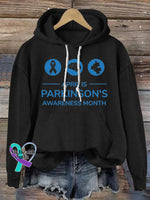 Parkinson’s Awareness Printed Casual Hoodie Black / S