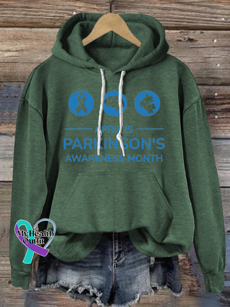 Parkinson’s Awareness Printed Casual Hoodie Green / S