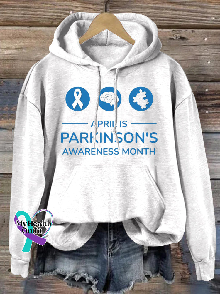 Parkinson’s Awareness Printed Casual Hoodie White / S