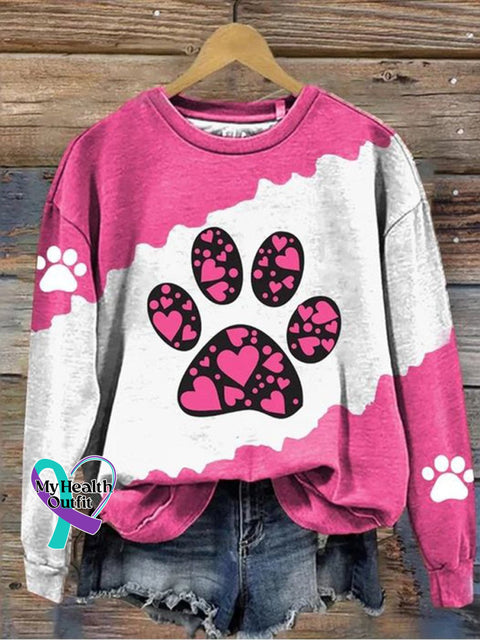 Paw Pink Breast Cancer Awareness Casual Sweatshirt / S