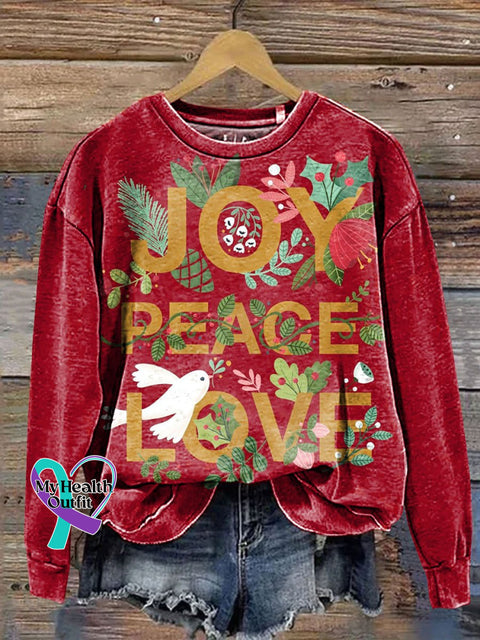 Peace And Joy Dove With Holly Christmas Art Print Casual Sweatshirt Multicolor / S