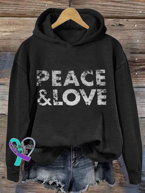 Peace And Love Art Print Casual Hoodie Sweatshirt Black / S