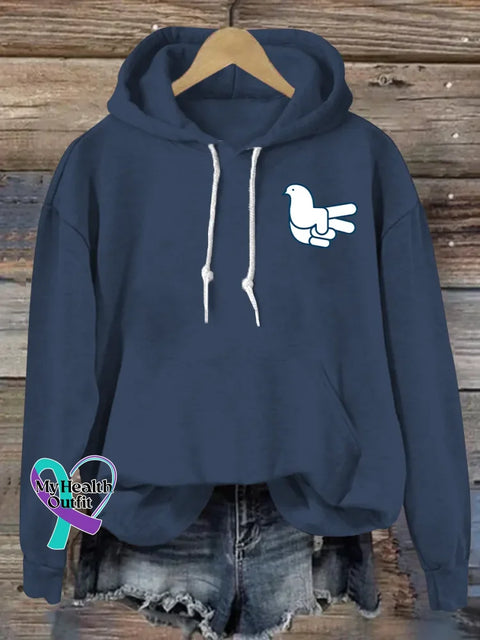 Peace And Love Art Print Casual Hoodie Sweatshirt Blue / S