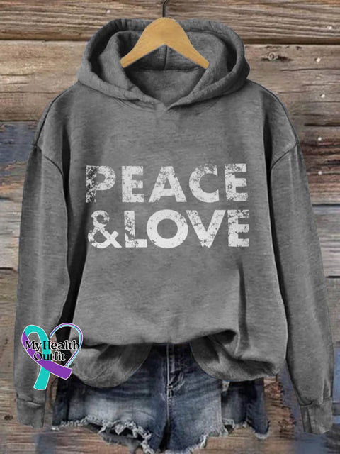 Peace And Love Art Print Casual Hoodie Sweatshirt Grey / S