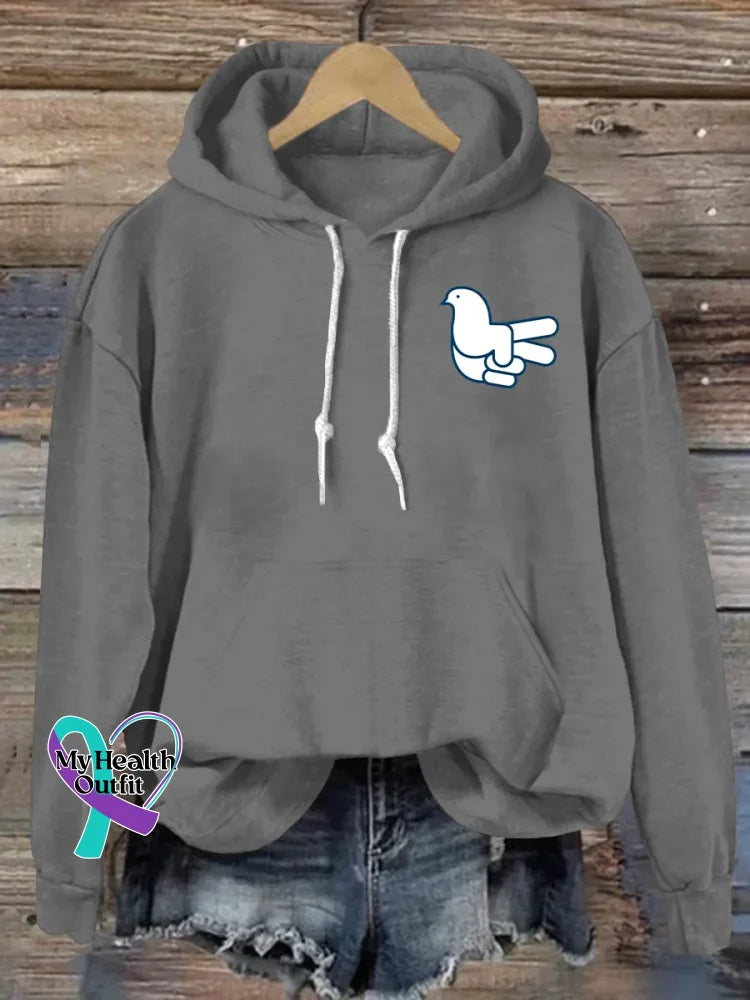 Peace And Love Art Print Casual Hoodie Sweatshirt Grey / S