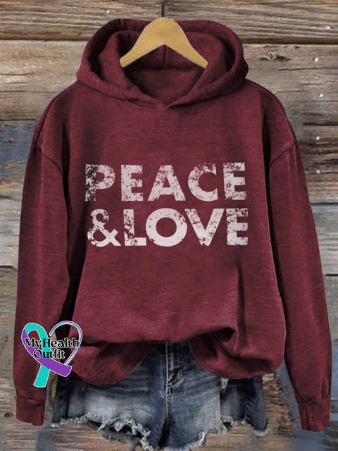 Peace And Love Art Print Casual Hoodie Sweatshirt Maroon / S