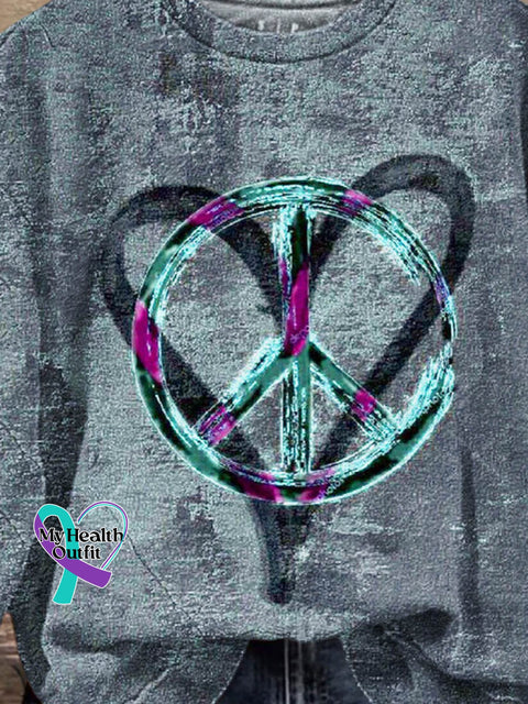 Peace And Love Art Print Casual Sweatshirt