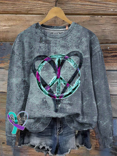 Peace And Love Art Print Casual Sweatshirt Muilticolor / S