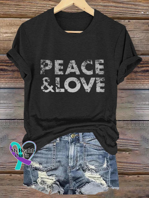 Peace And Love Art Print T-Shirt T-Shirt/Black / S