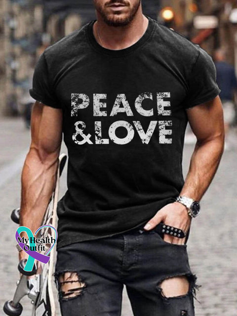 Peace And Love Art Print T-Shirt Men’s/Black / S