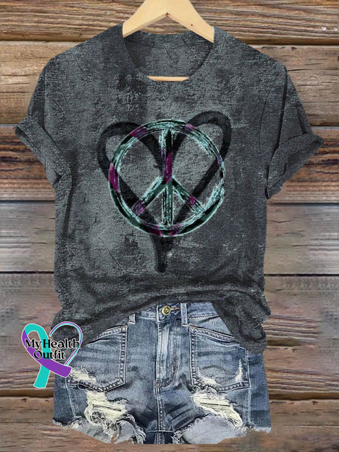 Peace And Love Art Print T-Shirt Muilticolor / S