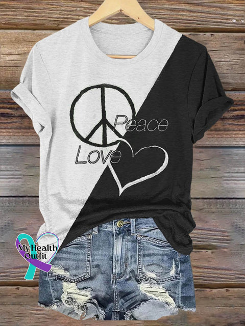 Peace And Love Art Print T-Shirt Muilticolor / S
