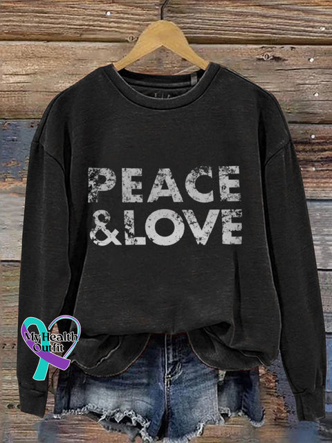 Peace And Love Art Print T-Shirt Sweatshirt/Black / S