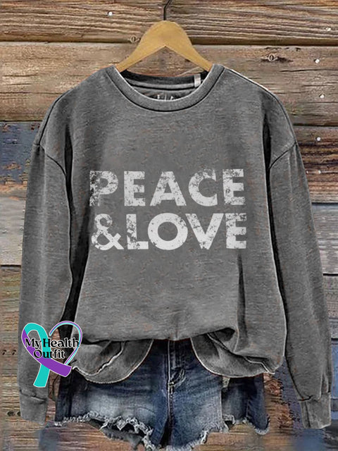 Peace And Love Art Print T-Shirt Sweatshirt/Grey / S