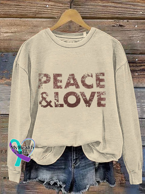 Peace And Love Art Print T-Shirt Sweatshirt/Sand / S