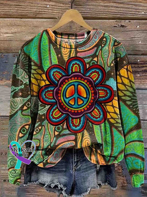 Peace and Love Art Sweatshirt Multicolor / S