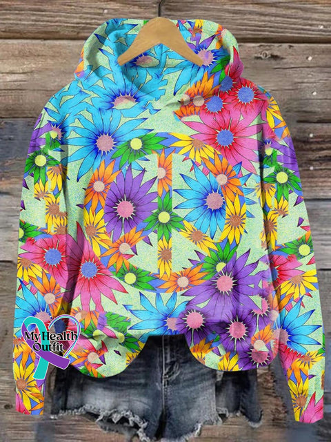 Peace And Love Flower Art Pattern Print Casual Cotton Linen Shirt Hoodie Sweatshirt / S