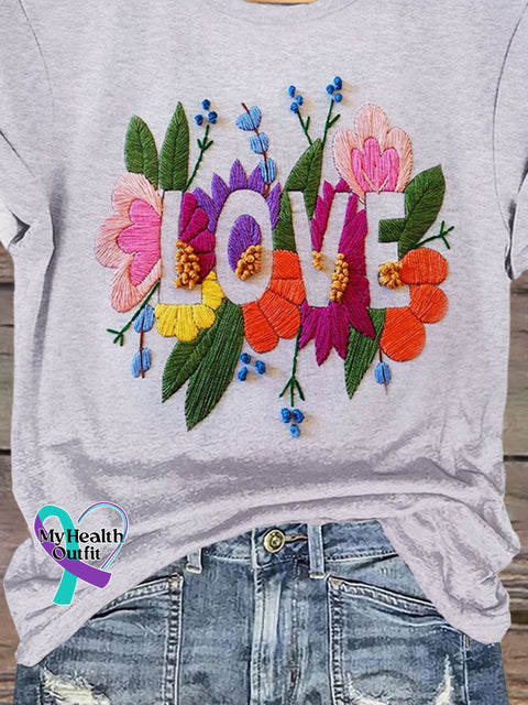 Peace And Love Flower Art Print T-Shirt