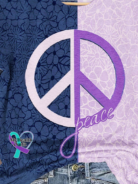 Peace And Love Flower Art Print T-Shirt