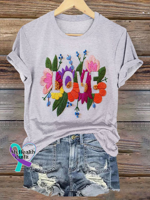 Peace And Love Flower Art Print T-Shirt Muilticolor / S