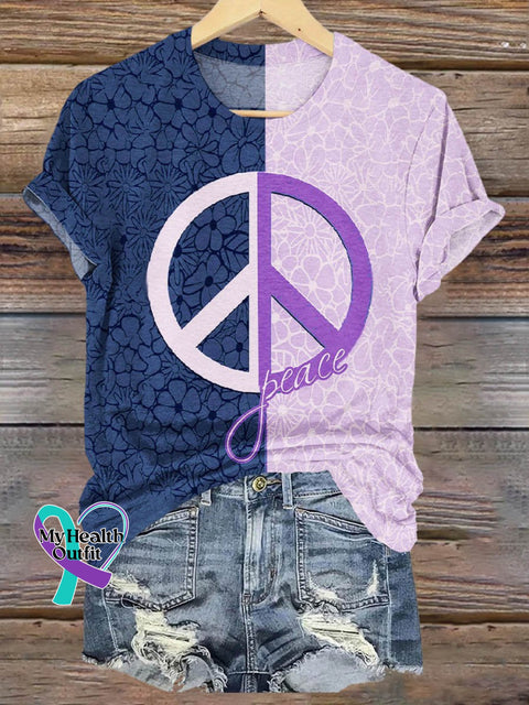 Peace And Love Flower Art Print T-Shirt Muilticolor / S