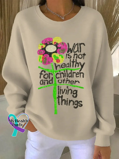 Peace Art Print Casual Sweatshirt Apricot / S