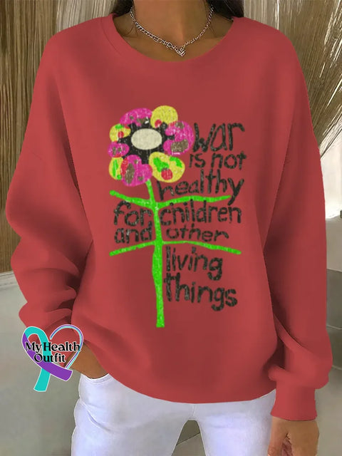 Peace Art Print Casual Sweatshirt Red / S